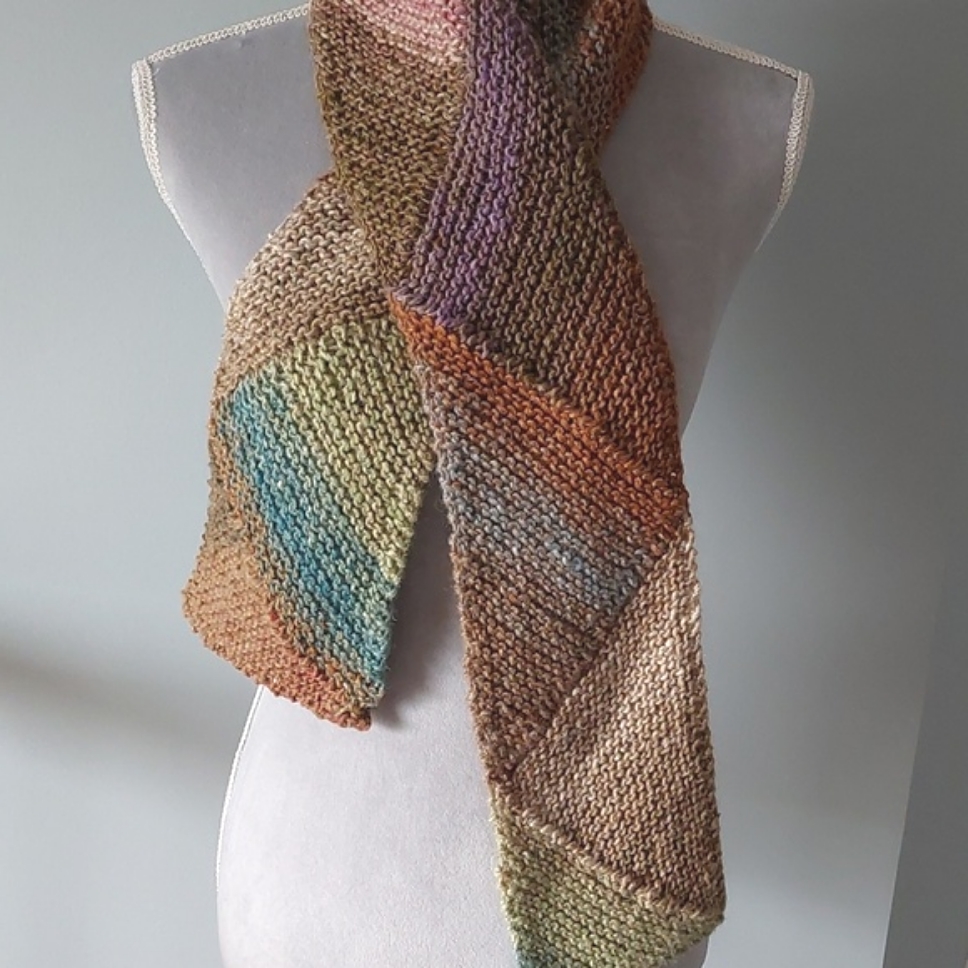 Handknitted SilkWool Diagonal Scarf By Closeknit
